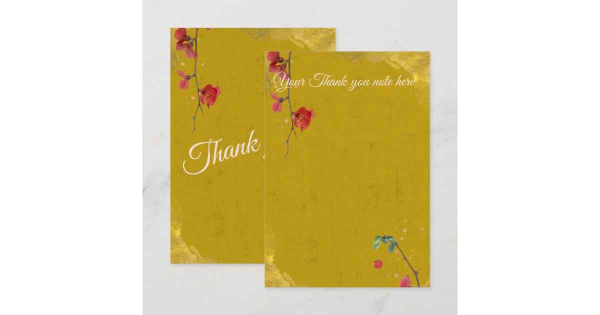 Stylish and elegant Red and Gold Thank You Card | Zazzle