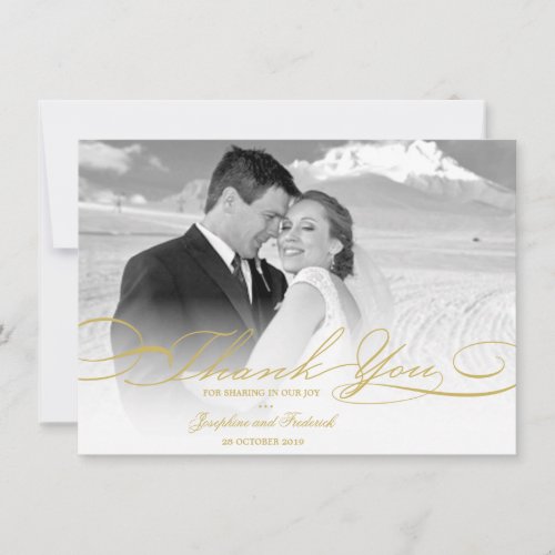 Simple Stylish Thank You Script Wedding Photo Card