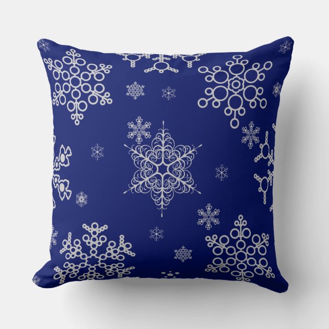 Stylish and Elegant Snowflake Pattern Throw Pillow (Front)