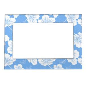 Baby Blue And White Picture Frames Zazzle Stylish And Fashionable White Fl On Baby Blue Magnetic Frame