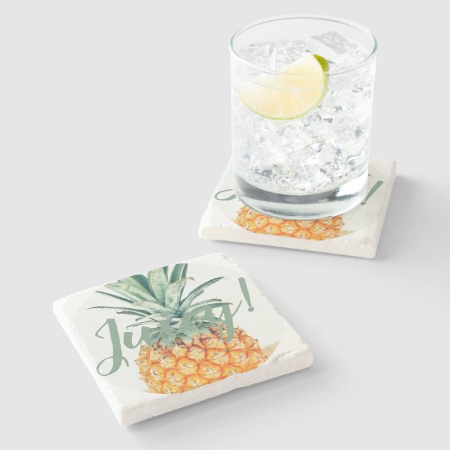 Stylish And Funky Juicy Pale Pineapple  Stone Coaster (Side)