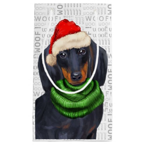 Stylish and Funny Dachshund Lover Christmas Small Gift Bag