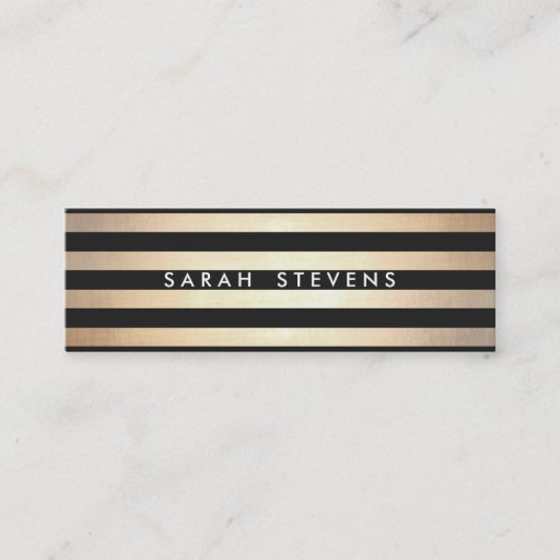 Customizable Stylish and Gold Thin Black Striped Modern Business Card Template