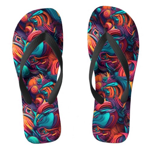 Stylish and Modern 3D Abstract Shapes Pattern Desi Flip Flops