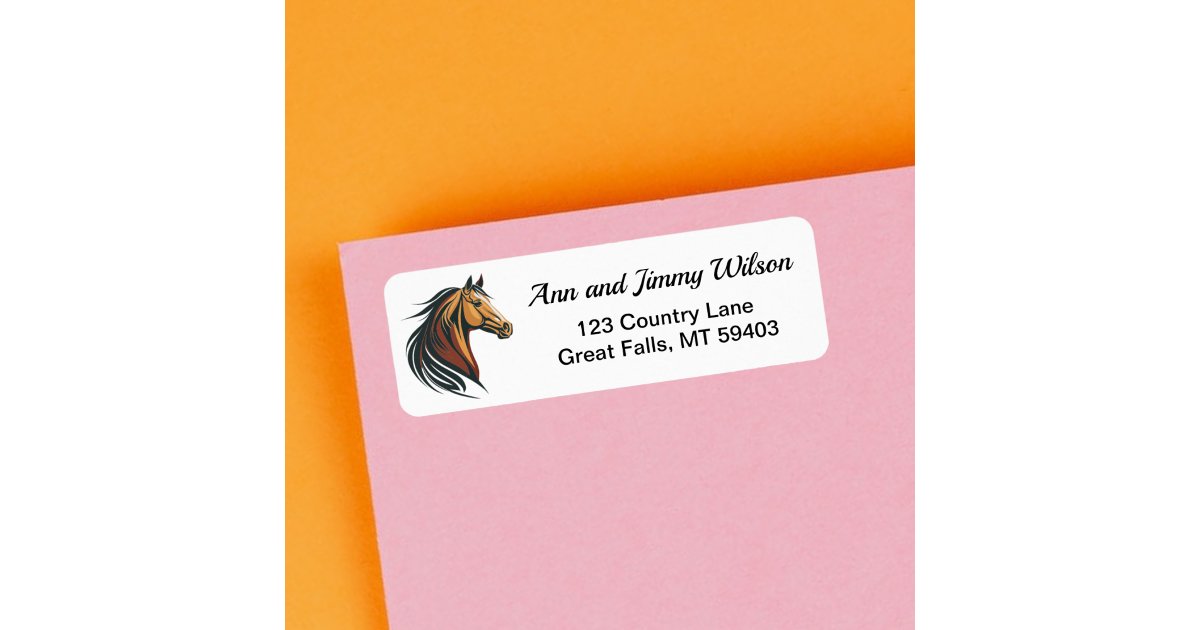 Stylish and Modern Brown Horse Head Label | Zazzle