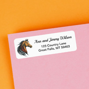 Stylish and Modern Brown Horse Head Label