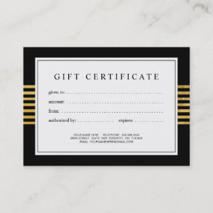 Stylish and Modern Gold and Black Gift Certificate