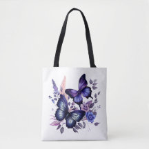 Stylish and Spacious Purple Butterfly Tote Bag