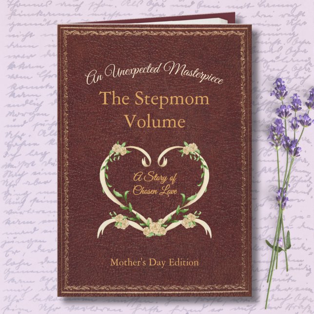 Stylish and Unique Stepmom Storybook Photo Card (A 'First Edition' Tribute for Your Bonus Mom. Heirloom Quality Printed Style Keepsake.)