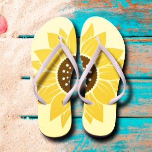 Stylish and Vibrant Sunflower Cute Yellow Flip Flops