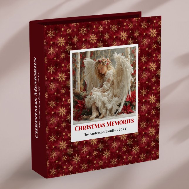 Stylish Angel Poinsettia Red Gold Christmas Album 3 Ring Binder (Stylish Angel Poinsettia Red Gold Christmas Ring Binder

)