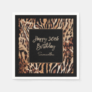Stylish Animal Print 30th Birthday Party for Her Napkins