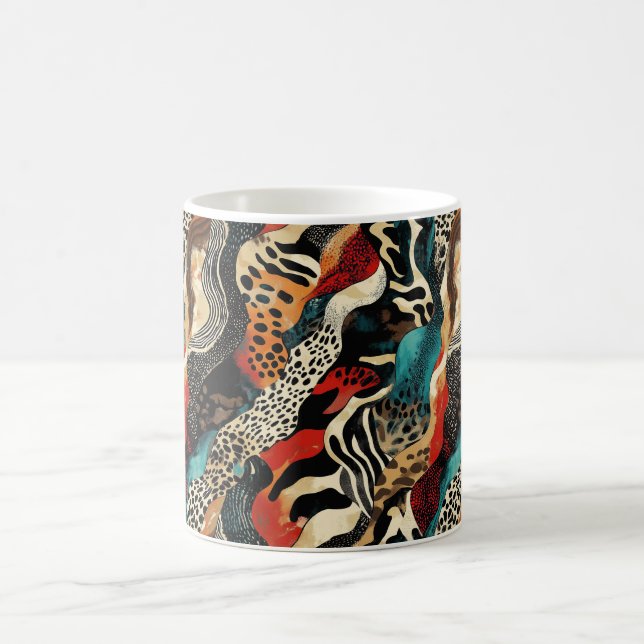 Stylish Animal Print Fusion Design  Coffee Mug (Center)