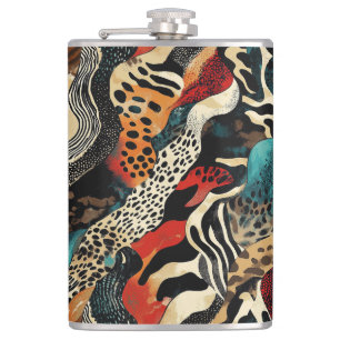 Stylish Animal Print Fusion Design  Flask