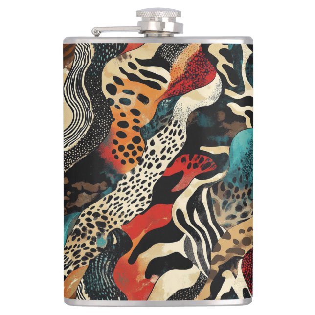Stylish Animal Print Fusion Design  Flask (Front)