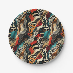 Stylish Animal Print Fusion Design  Paper Plates