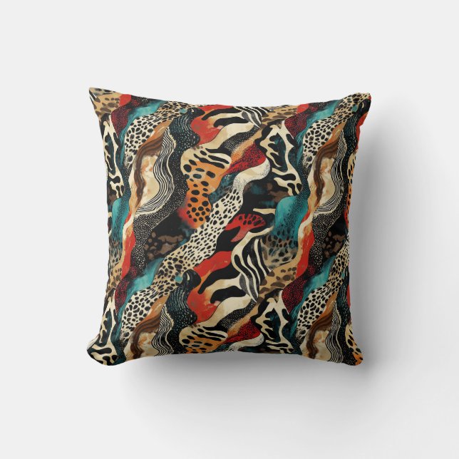 Stylish Animal Print Fusion Design  Throw Pillow (Front)