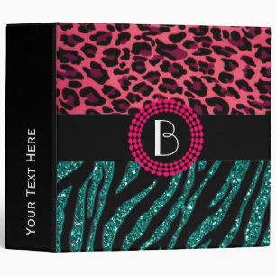 Stylish Animal Prints Zebra and Leopard Patterns 3 Ring Binder