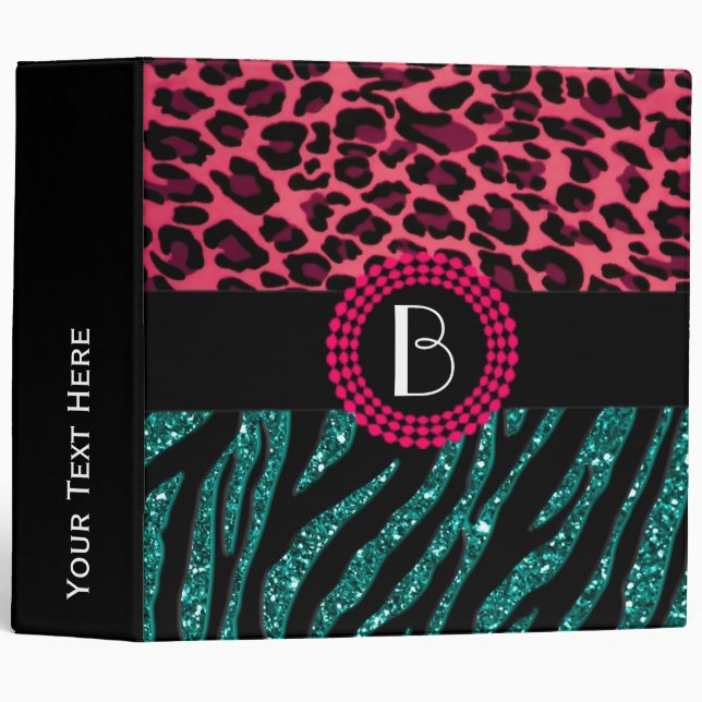 Stylish Animal Prints Zebra and Leopard Patterns 3 Ring Binder (Front/Spine)
