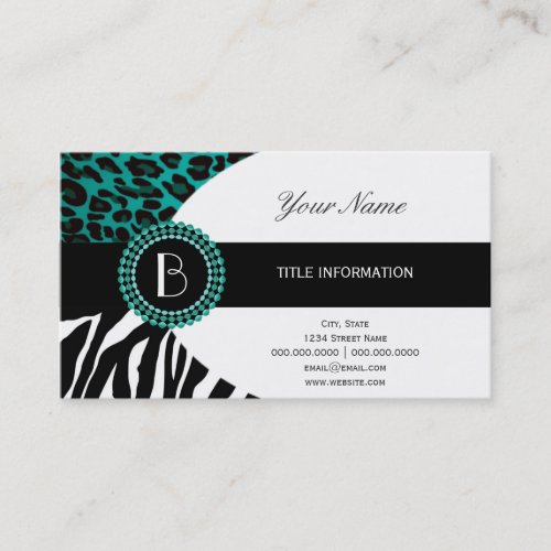 Stylish Animal Prints Zebra and Leopard Patterns Business Card Template
