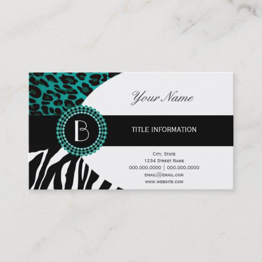 Customizable Stylish Animal Prints Zebra and Leopard Patterns Business Card Template