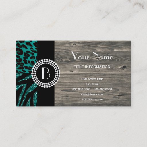 Customizable Stylish Animal Prints Zebra and Leopard Patterns Business Card Template