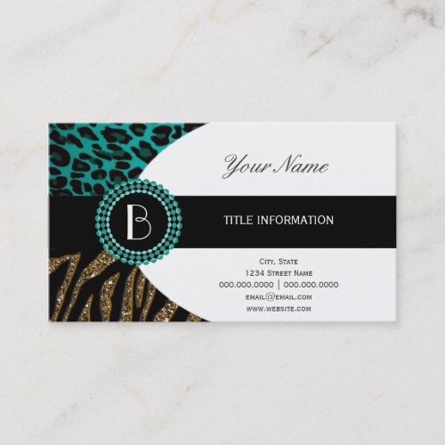 Stylish Animal Prints Zebra and Leopard Patterns Business Card Template
