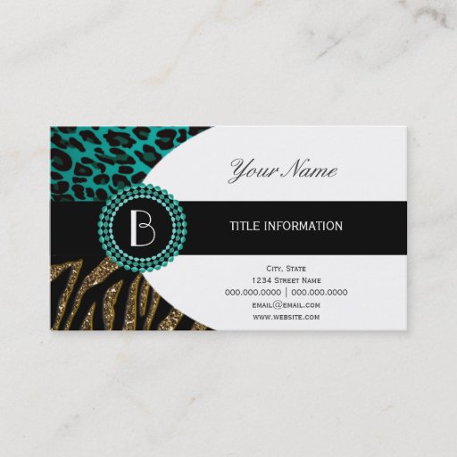 Customizable Stylish Animal Prints Zebra and Leopard Patterns Business Card Template