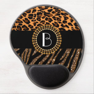 Stylish Animal Prints Zebra and Leopard Patterns Gel Mouse Pad