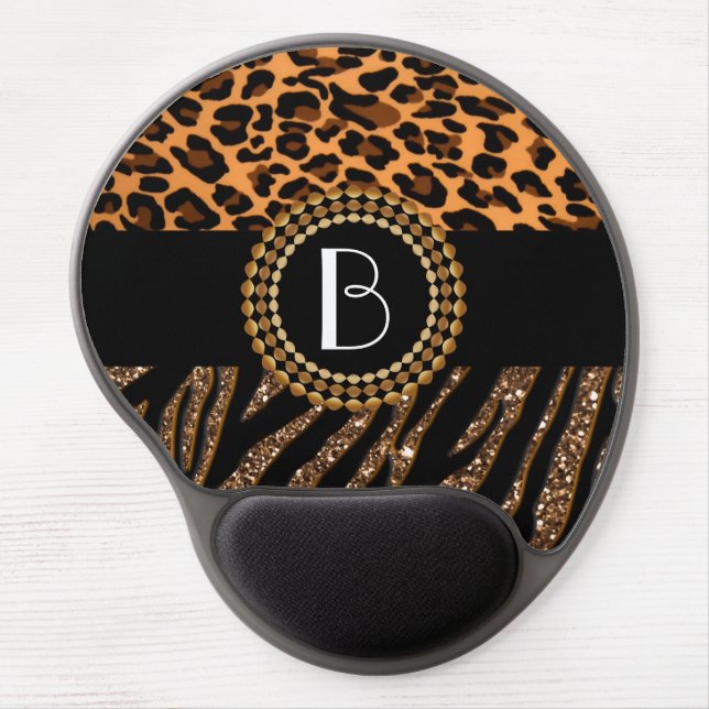 Stylish Animal Prints Zebra and Leopard Patterns Gel Mouse Pad (Front)