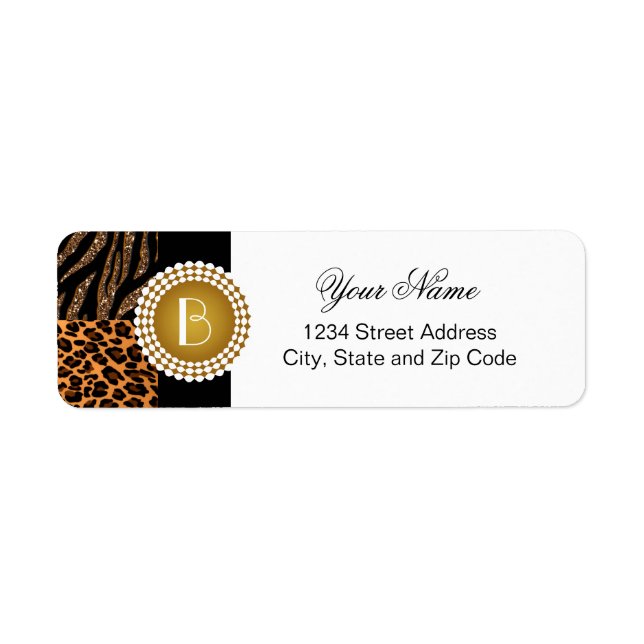 Stylish Animal Prints Zebra and Leopard Patterns Label (Front)