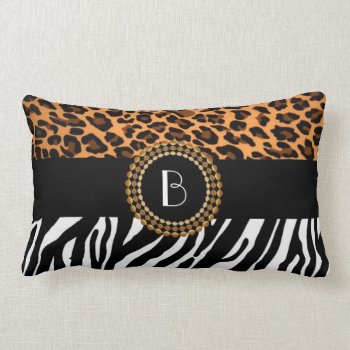 Stylish Animal Prints Zebra And Leopard Patterns Lumbar Pillow by LuaAzul at Zazzle