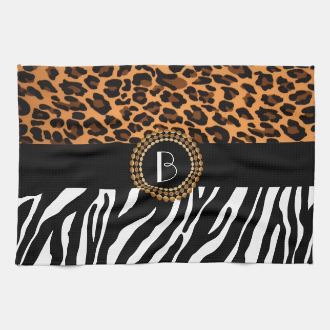 Stylish Animal Prints Zebra and Leopard Patterns Towel (Horizontal)