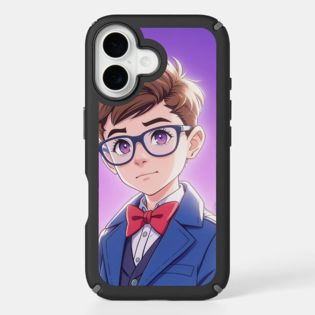 Stylish Anime Boy Portrait Graphic iPhone 16 Case (Front)