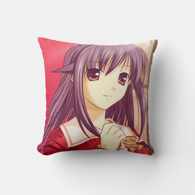 Stylish Anime Girl Reversible Throw Pillow (Front)