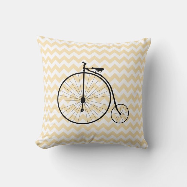 Stylish Antique Bicycle Accent Throw Pillow (Front)