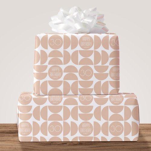 Stylish Any Age Birthday Circles Apricot Beige Wrapping Paper