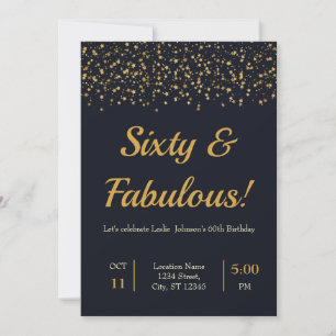 Stylish Any Age Gold Stars Birthday Party Invitation