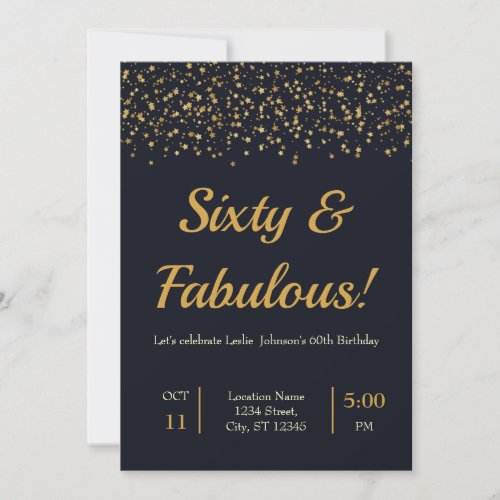 Stylish Any Age Gold Stars Birthday Party Save The Date