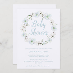 Stylish Apple Flower Wreath Baby Shower Invitation