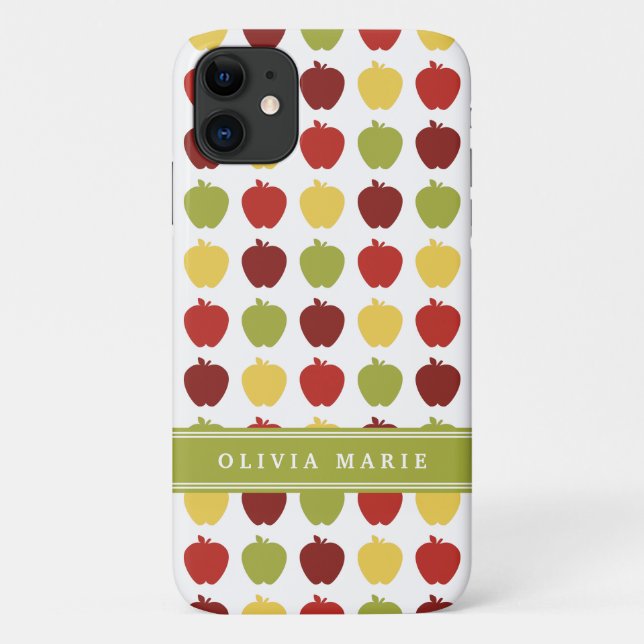 Stylish Apple Pattern with Personalized Name Case-Mate iPhone Case (Back)