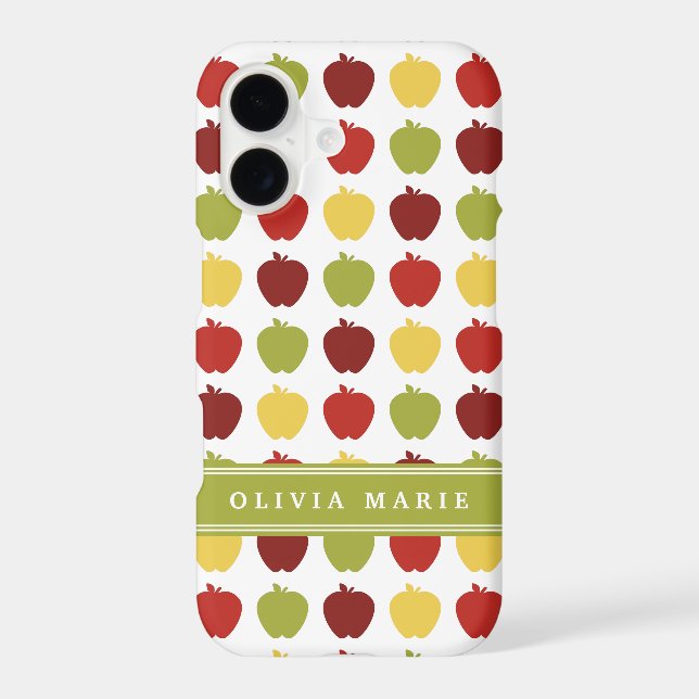 Stylish Apple Pattern with Personalized Name Iphone Case (Back)