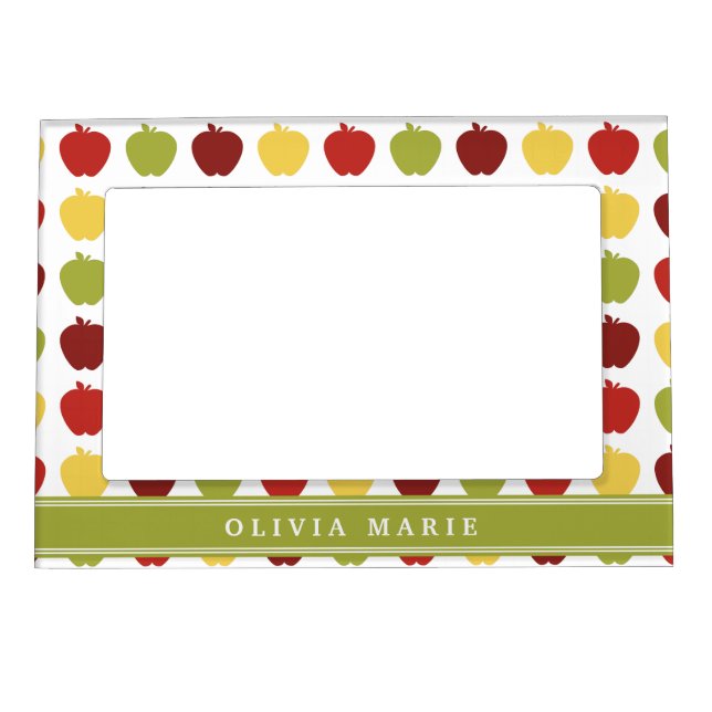 Stylish Apple Pattern with Personalized Name Magnetic Frame (Front)