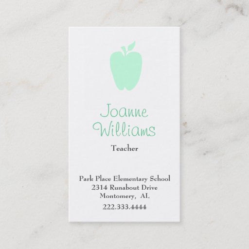 Customizable Stylish Apple Teacher Business Card