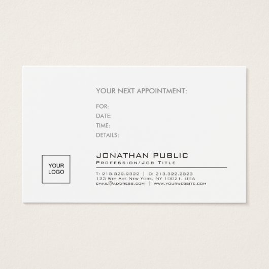 Stylish Appointment Reminder Company Modern Plain (Front)