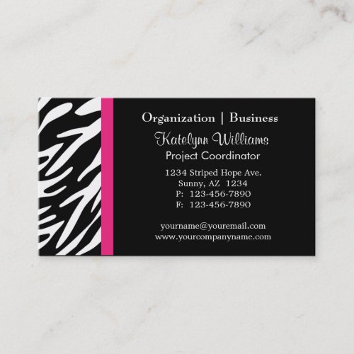 Stylish Appointment Zebra Stripes Business Cards