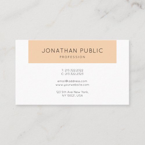 Stylish Apricot Color Modern Minimalist Plain Business Card