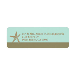 Stylish Aqua and Taupe with Starfish Label