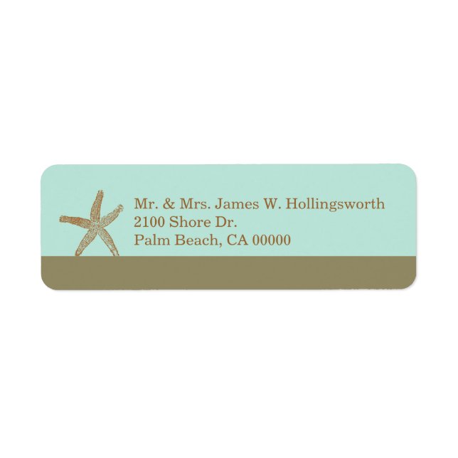 Stylish Aqua and Taupe with Starfish Label (Front)