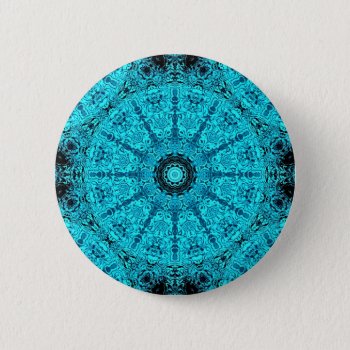 Stylish Aqua Mandala Pinback Button by TheHopefulRomantic at Zazzle